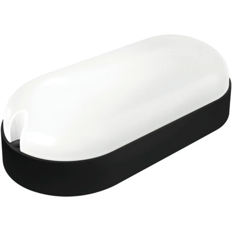 Aplique led oval exterior matel sensor 9W 6400K negro