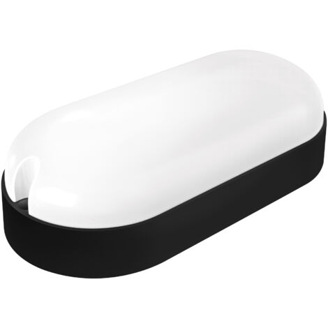 Aplique led oval IP65 matel 9W negro 6400K