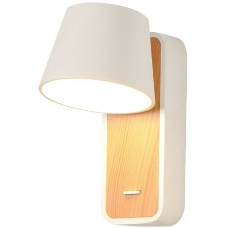Aplique LED Para Dormitorio De Madera Rotatorio "KOPPEN" 6W - Blanco