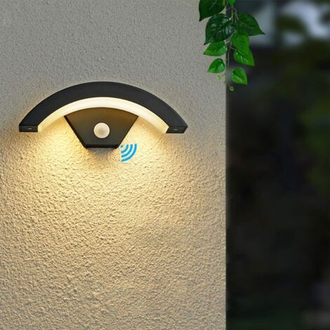 Aplique LED para exteriores con sensor de movimiento, gris antracita 24w 980lm 3000k, lámpara externa de aluminio Ip54, lámpara para exteriores para Villa Porche Pasarela Jardín Balcón Pasillo