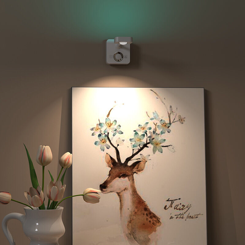 Xisrens Schwarz Aplique Led Recargable Con Mando A Distancia O Detección De Movimiento – Foco Decorativo Regulable, Luz Ambiental Multicolor Para Dormitorio, Salón O Mesita De Noche – Mando A Distancia