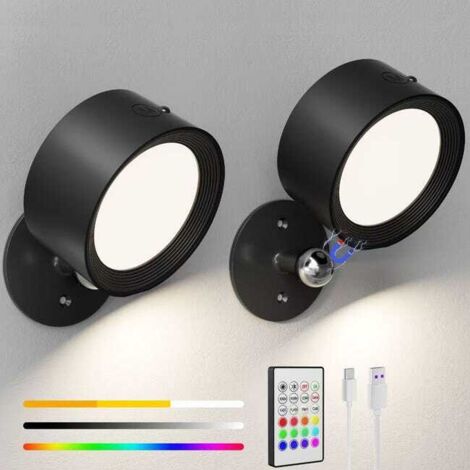 Aplique LED recargable para interiores con control remoto o función táctil, 3 temperaturas de color.
