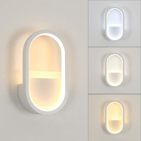 Aplique LED Regulable Moderno Óvalo Aplique pared Regulable 3000K/4000K/6000K Para dormitorios salones pasillos vestíbulos Blanco
