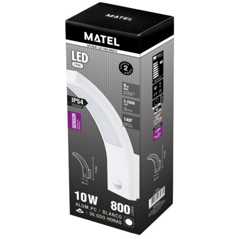 Aplique led sensor exterior IP54 matel blanco 6400K