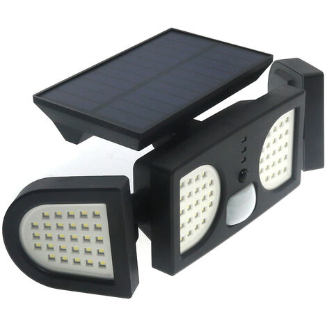 Aplique LED Solar 5W con Sensor Movimiento IP65  Negro   IluminaShop