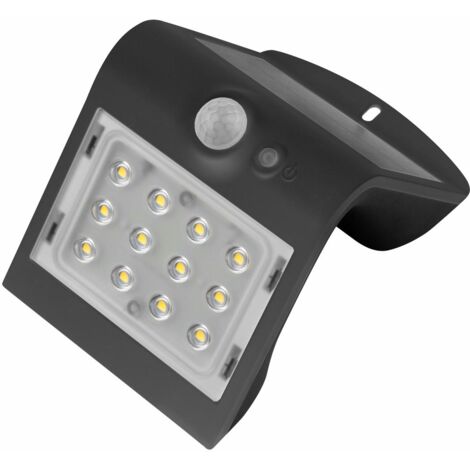 Aplique led solar korpass sensor 2W negro 6400K
