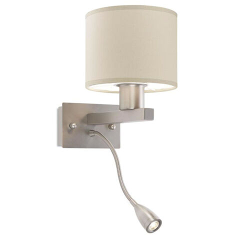 Aplique LED Torino E27 60W en níquel satinado, compatible con pantalla no incluida