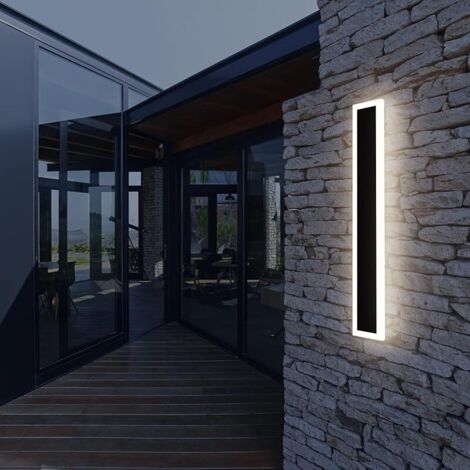 Aplique Mural Extérieur Interieur IP54 Noir 60CM/20W Longue Lampe Appliques Murales, LED Applique Murale Métal Acrylique Luminaire, Pour Salon Chambre Escalier Patio, Blanc Naturel 4500K