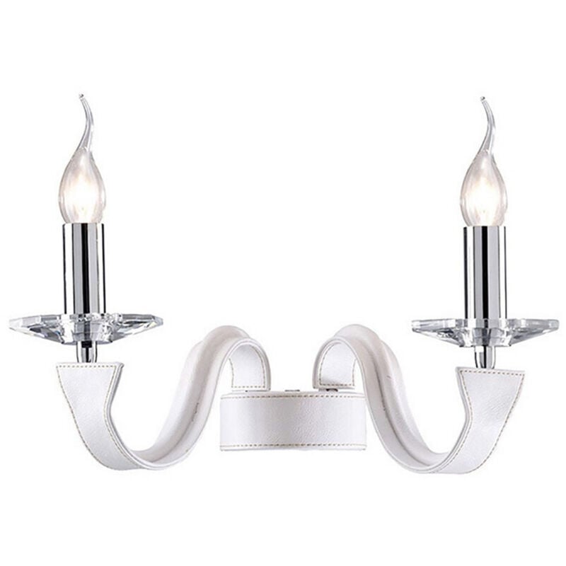 Inspired Nardini Aplique 2 Luz E14 Cromo Pulido/Piel Sintética Blanca/Cristal