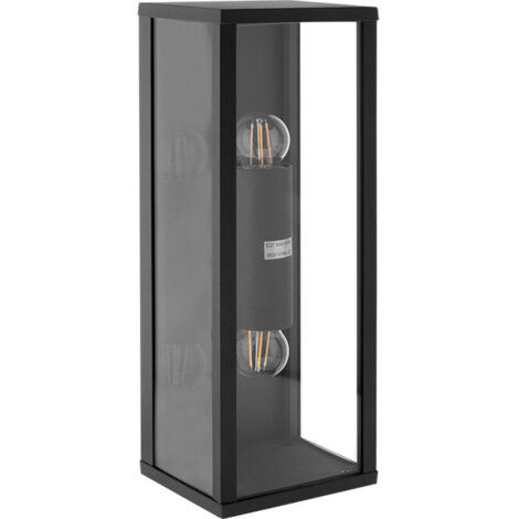 Aplique nozelo ip44 2xe27 l.14xan.11,5xal.38cm aluminio+cristal antracita
