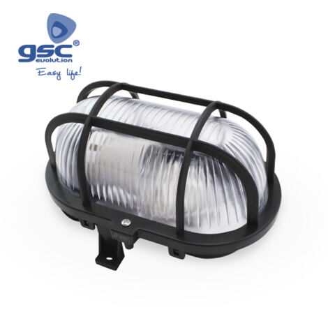 Aplique ovalado exterior PVC E27 60W 230V Negro GSC 0700153