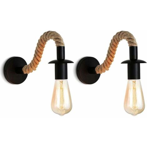 Aplique para sala de estar y entrada, Aplique de cuerda de cáñamo vintage Idea de aplique industrial E27, 110/220V 2 piezas, AAFGVC