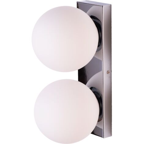 Aplique pared Bolonia doble bola cristal cromado E27