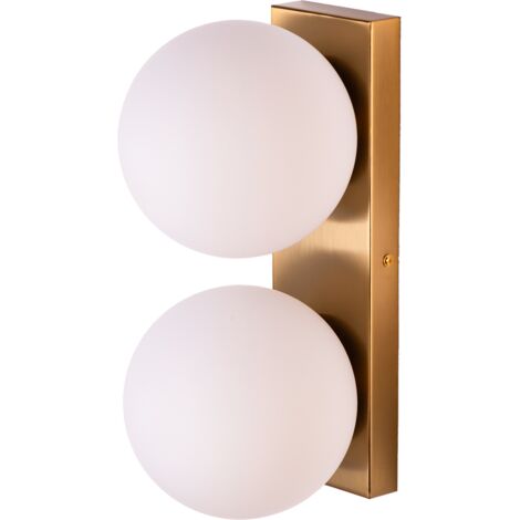 Aplique pared Bolonia doble bola cristal latón E27
