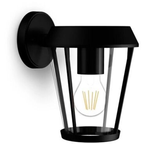 Aplique pared, exterior, sunera, negro, tipo farola, e27, 25 w, sin bombilla, luz hacia abajo