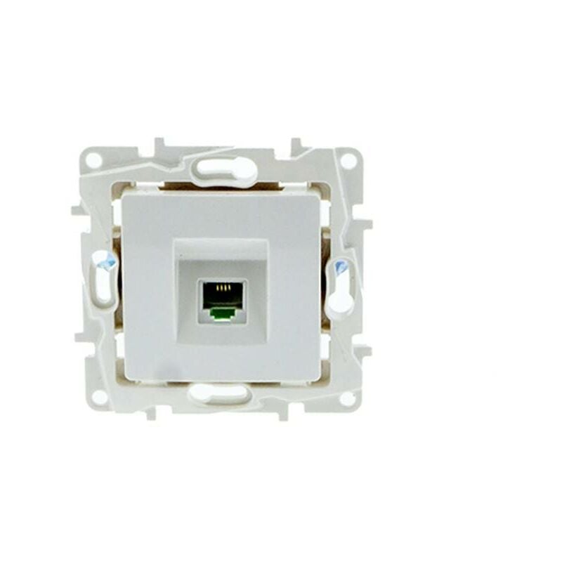 

Barcelona Led - Toma de teléfono roseta empotrable RJ11 con marco embellecedor | Blanco