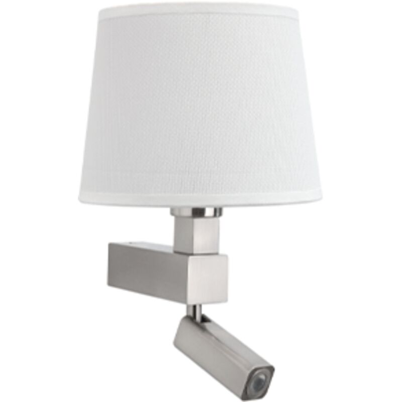 

Aplique pared led bronce para mesita de noche Bahía mantra | Aplique níquel + pantalla ovalada blanca - 0