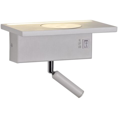 APLIQUE PARED LED CON USB   CARGADOR INALAMBRICO 5 3W 3000K  BLANCO