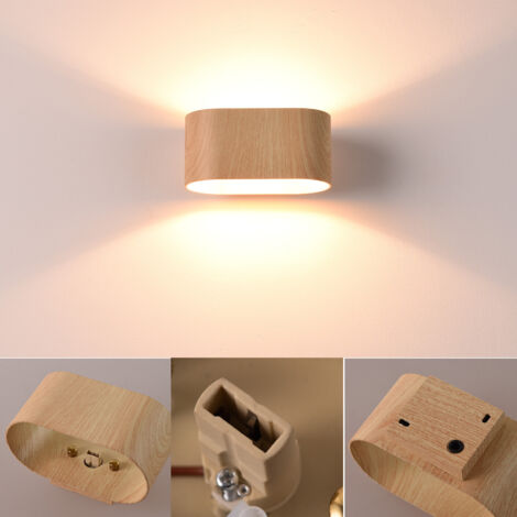 Aplique pared metal efecto madera G9 arriba/abajo