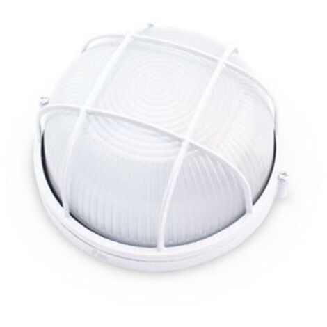 Aplique redondo de aluminio con rejilla BLANCO E27