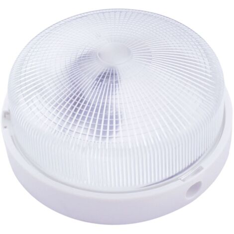 Aplique  redondo de plástico con mateial aislante y difusor de vidrio,E27.Máx.100W.230V. 255mm. Blanco