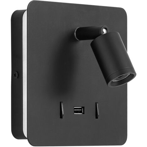 Aplique ROMEA negro mate LED 3W + 5W 3000K + USB