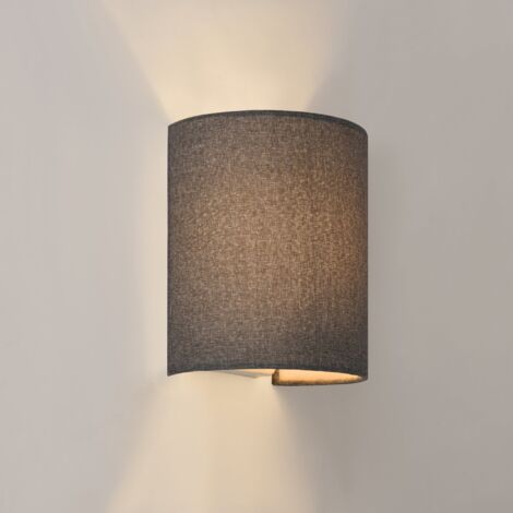 Aplique semicircular aplique interior e27 pantalla lino 20 cm gris 030002530
