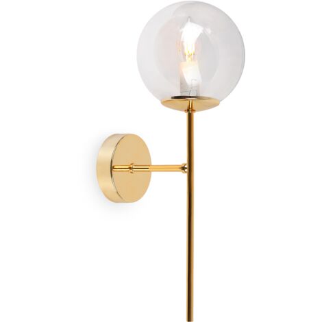 APLIQUE SIENA DORADO 1 LÁMPARA PLANA TRANSPARENTE E14
