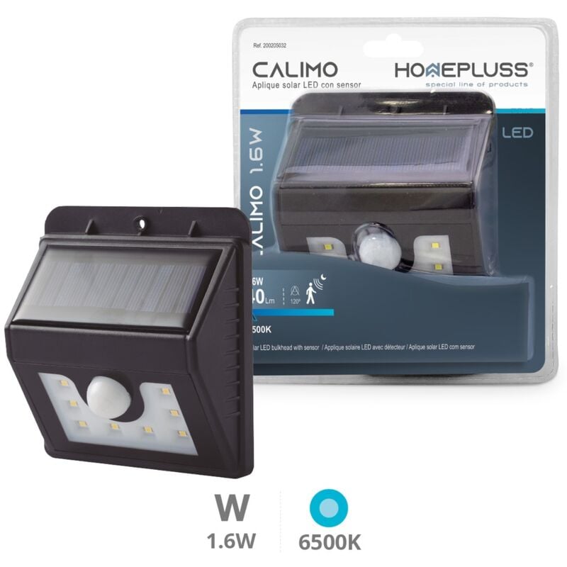 

Aplique solar con sensor 1.6W 6500K Negro - 5u caja exp