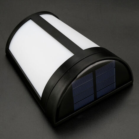Aplique solar de pared – 6 LED blancos puros – Lámpara de pie para exteriores con panel de polisilicio – 800 mAh, protección IP65 – Para jardines, patios y vallas