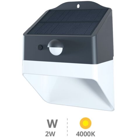 Aplique solar LED 2W 4000K con sensor de movimiento y crepuscular