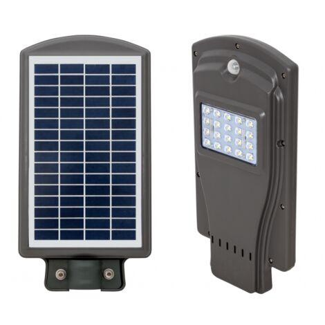 Aplique solar street con sensor ip65 1x20w led 450lm 6000k l.20,5xan.40xal.6cm gris