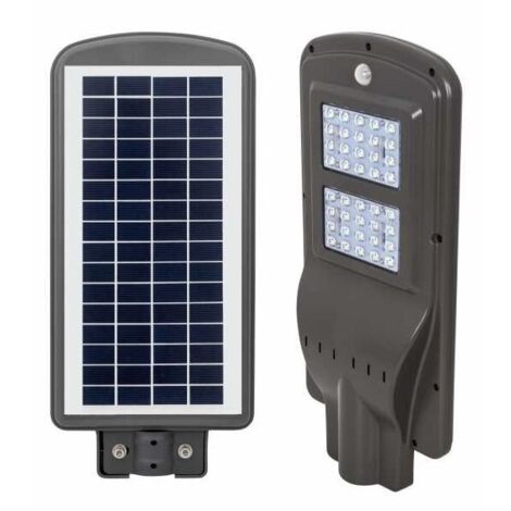 Aplique solar street con sensor ip65 1x40w led 1100lm 6000k l.23xan.50xal.7cm gris