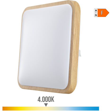 Aplique superficie cuadrado LED 18w 1820lm 4000k 33x33x7cm efecto madera EDM