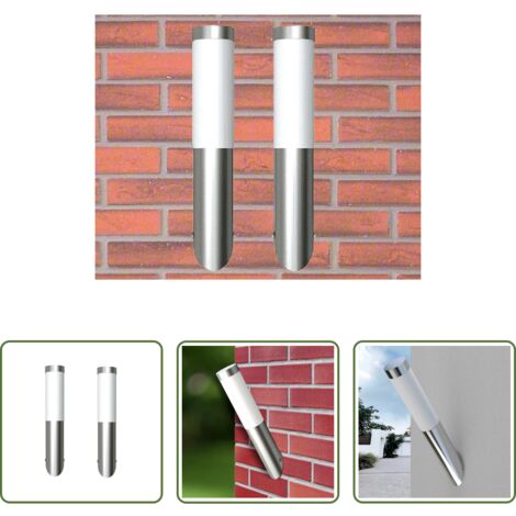 Apliques de acero inoxidable -  Apliques de exterior 2 unidades acero inoxidable