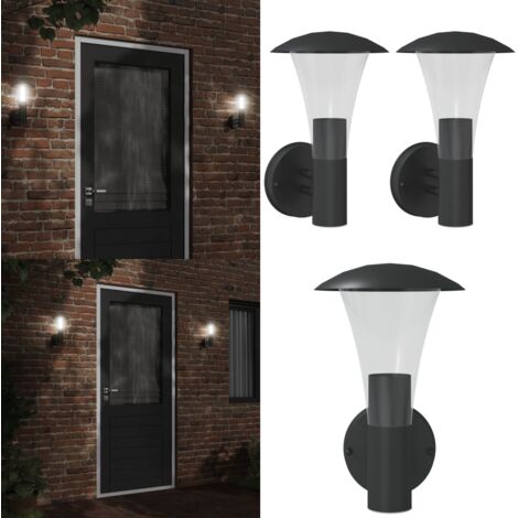 Apliques de exterior 2 unidades acero inoxidable negro - Iluminación exterior - Apliques de jardín