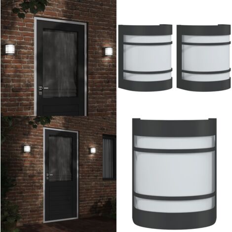 Apliques de exterior 2 unidades acero inoxidable negro - Iluminación exterior - Apliques de pared