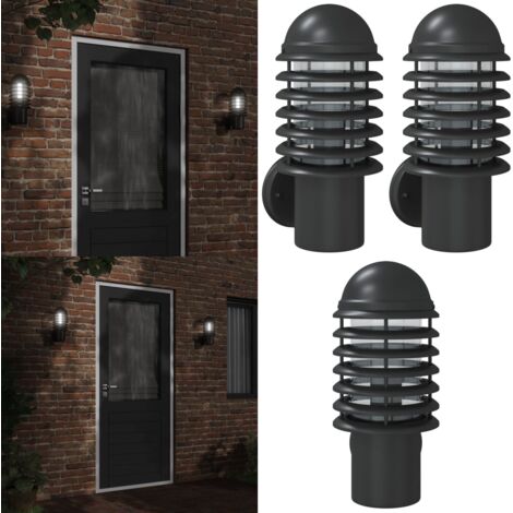 Apliques de exterior 2 unidades acero inoxidable negro - Iluminación exterior - Apliques de pared