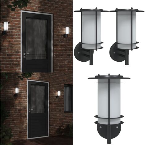 Apliques de exterior 2 unidades acero inoxidable negro - Iluminación exterior - Apliques de pared