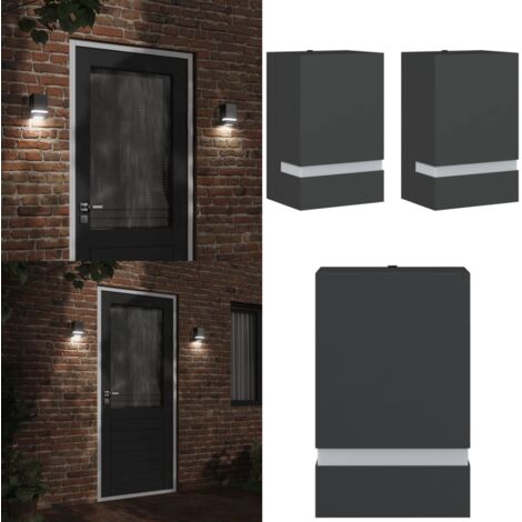 Apliques de exterior 2 unidades acero inoxidable negro - Iluminación exterior - Lámparas de jardín