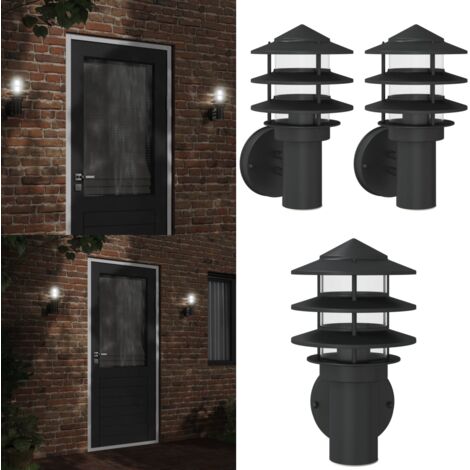 Apliques de exterior 2 unidades acero inoxidable negro - Iluminación exterior - Lámparas de jardín