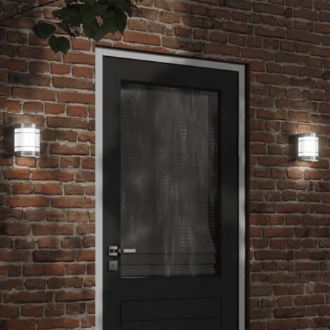 Apliques de exterior 2 unidades acero inoxidable plateado