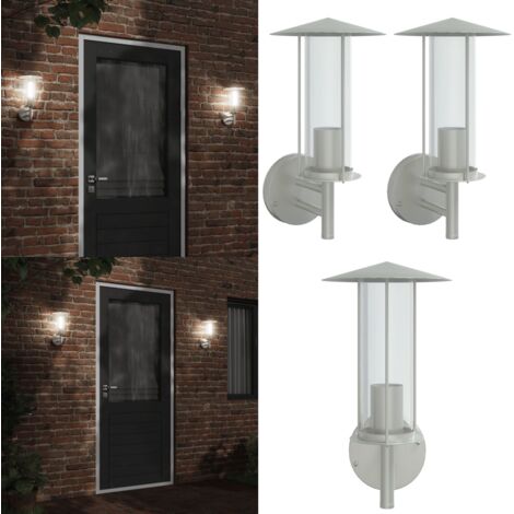 Apliques de exterior 2 unidades acero inoxidable plateado - Apliques de pared - Lámparas de jardín