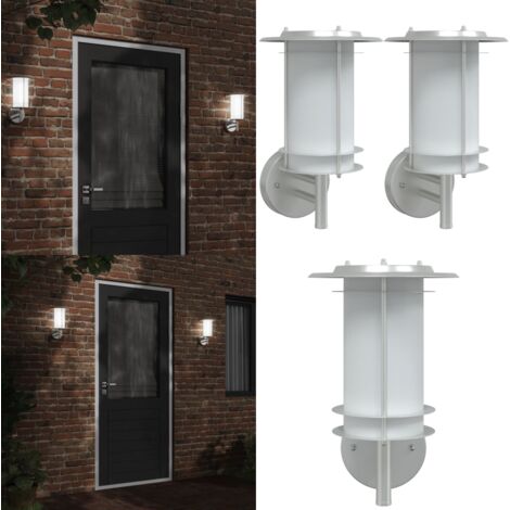 Apliques de exterior 2 unidades acero inoxidable plateado - Apliques de pared - Lámparas de jardín
