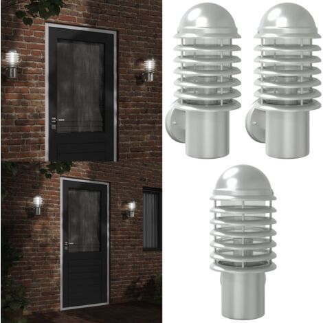 Apliques de exterior 2 unidades acero inoxidable plateado - Apliques de pared - Lámparas de jardín