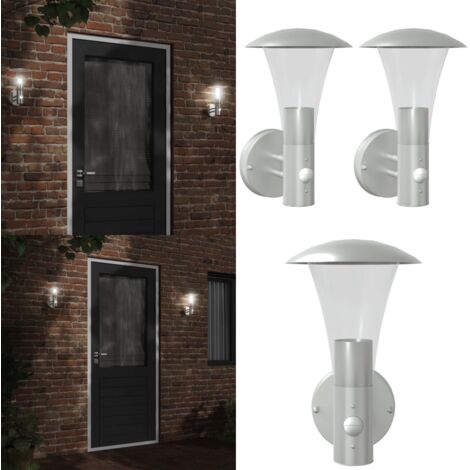 Apliques de exterior con sensor 2 unidades acero inoxidable - Sensor de movimiento - Lámparas de pared
