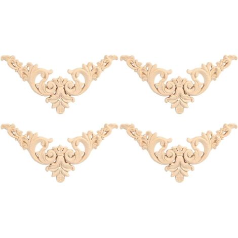 apliques de madera tallada estilo europeo vintage sin pintar para decoración de gabinetes, muebles, ventanas, espejos, puertas de casa, adornos hechos a mano (12 x 12)
