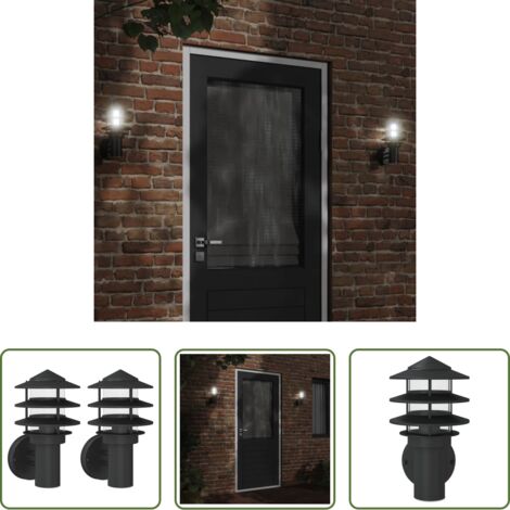 Apliques de pared -  Apliques de exterior 2 unidades acero inoxidable negro