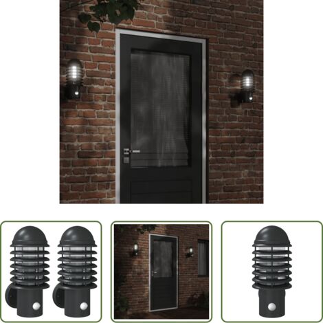 Apliques de pared -  Apliques de exterior con sensor 2 uds acero inoxidable negro