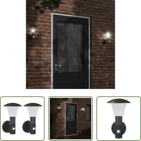 Apliques de pared -  Apliques de exterior con sensor 2 uds acero inoxidable negro